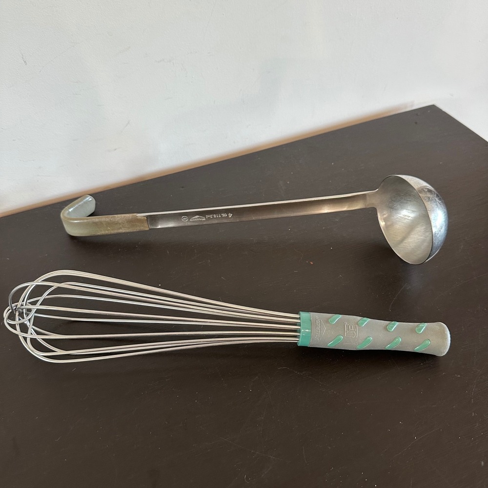 Vollrath 4 oz Stainless Steel Ladle and 12 inch Jacobs Pride French Whisk Set
